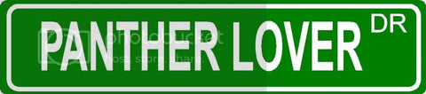 PANTHER LOVER Green 4" x 18" ALUMINUM animal novelty street sign great for indoor or outdoor long term use.