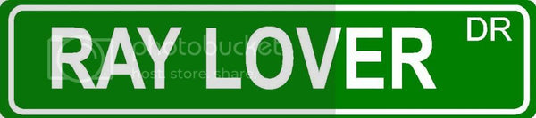 RAY LOVER Green 4" x 18" ALUMINUM animal novelty street sign great for indoor or outdoor long term use.