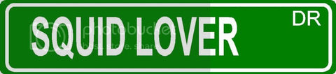 SQUID LOVER Green 4" x 18" ALUMINUM animal novelty street sign great for indoor or outdoor long term use.