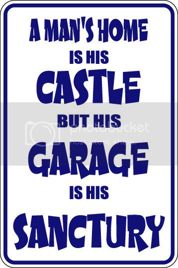 9"x12" Aluminum  mans home is castle garage is the sanctuary funny  parking sign for indoors or outdoors