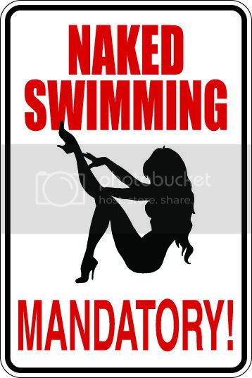 9"x12" Aluminum   naked swimming mandatory funny  parking sign for indoors or outdoors