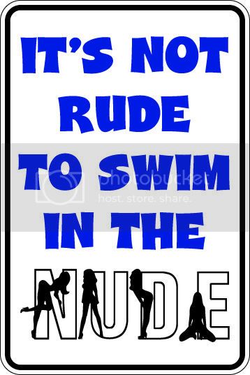 9"x12" Aluminum  not rude to swim in nude pool hot tub  funny  parking sign for indoors or outdoors