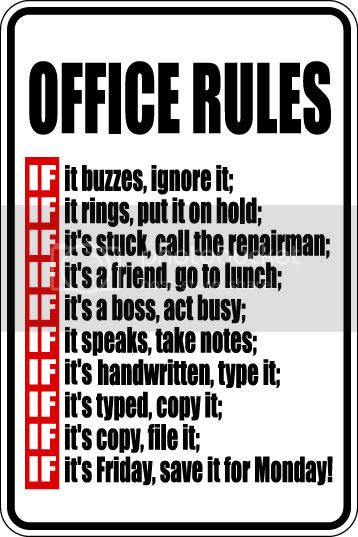 9"x12" Aluminum  office rules  funny  parking sign for indoors or outdoors