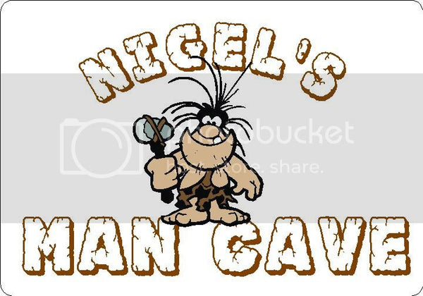 NIGEL Man Cave 9"x12" Aluminum novelty parking sign wall decor.