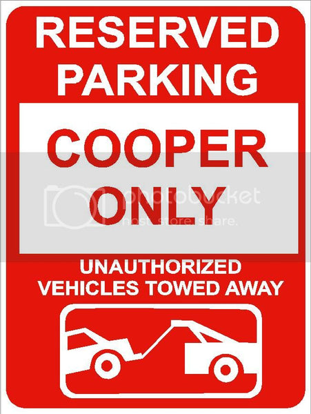 9"x12" COOPER ONLY RESERVED parking aluminum novelty sign great for indoor or outdoor long term use.