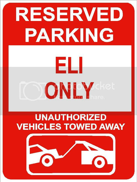 9"x12" ELI ONLY RESERVED parking aluminum novelty sign great for indoor or outdoor long term use.