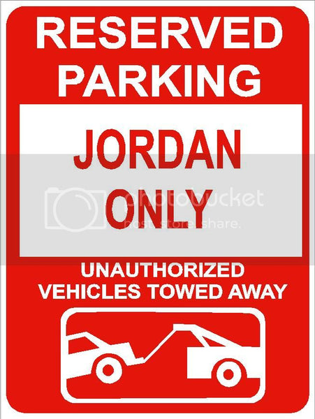 9"x12" JORDAN ONLY RESERVED parking aluminum novelty sign great for indoor or outdoor long term use.