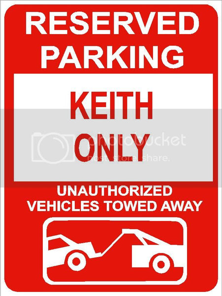 9"x12" KEITH ONLY RESERVED parking aluminum novelty sign great for indoor or outdoor long term use.