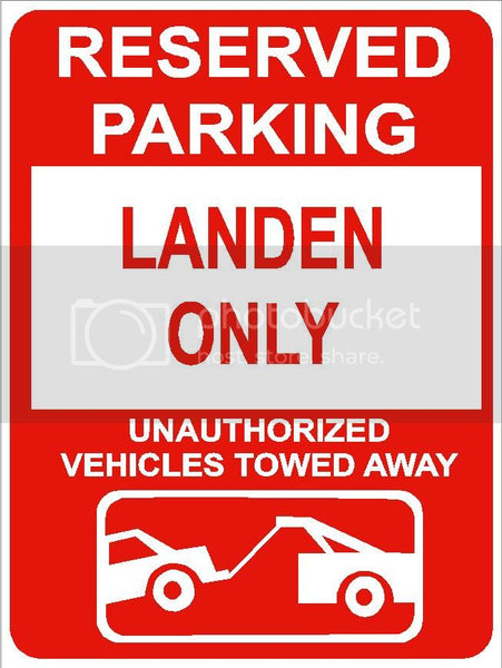 9"x12" LANDEN ONLY RESERVED parking aluminum novelty sign great for indoor or outdoor long term use.