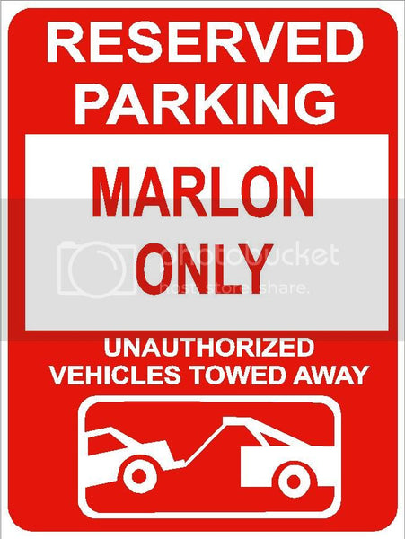 9"x12" MARLON ONLY RESERVED parking aluminum novelty sign great for indoor or outdoor long term use.