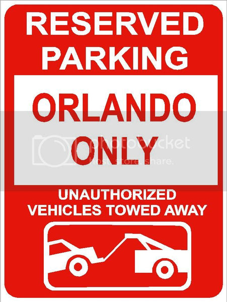 9"x12" ORLANDO ONLY RESERVED parking aluminum novelty sign great for indoor or outdoor long term use.