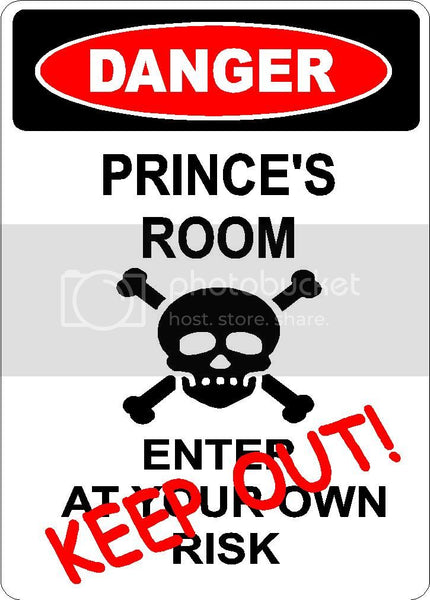 PRINCE Danger enter at own risk KEEP OUT room  9" x 12" Aluminum novelty parking sign wall décor art  for indoor or outdoor use.