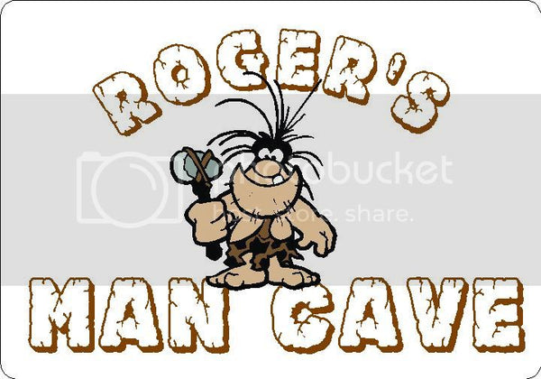 ROGER Man Cave 9"x12" Aluminum novelty parking sign wall decor.