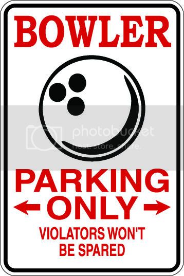 9"x12" Aluminum  bowler bowling spare  funny  parking sign for indoors or outdoors