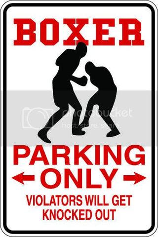 9"x12" Aluminum  boxer knocked out  funny  parking sign for indoors or outdoors