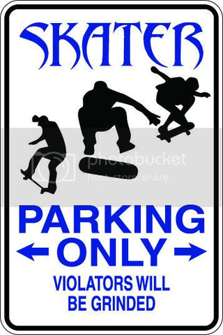 9"x12" Aluminum  skater ske boarding   funny  parking sign for indoors or outdoors