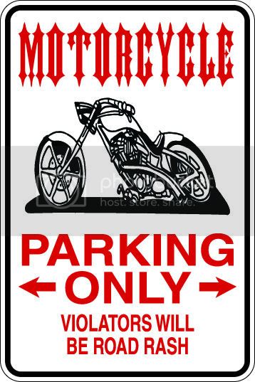 9"x12" Aluminum  motorcycle  funny  parking sign for indoors or outdoors