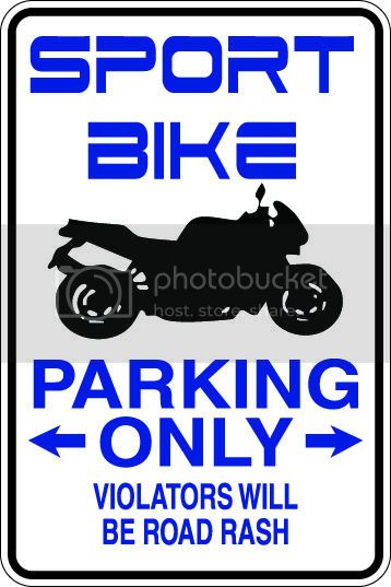 9"x12" Aluminum  sport bike motorcycle  funny  parking sign for indoors or outdoors