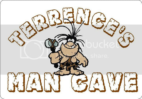TERRENCE Man Cave 9"x12" Aluminum novelty parking sign wall decor.