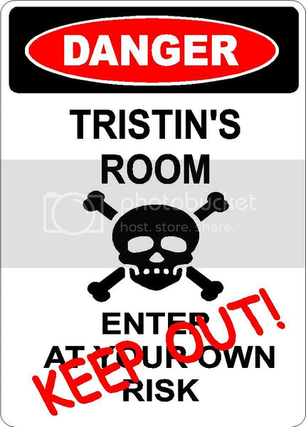 TRISTIN Danger enter at own risk KEEP OUT room  9" x 12" Aluminum novelty parking sign wall décor art  for indoor or outdoor use.