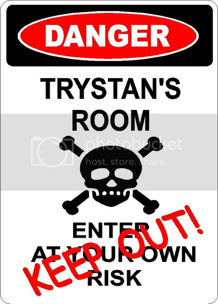 TRYSTAN Danger enter at own risk KEEP OUT room  9" x 12" Aluminum novelty parking sign wall décor art  for indoor or outdoor use.