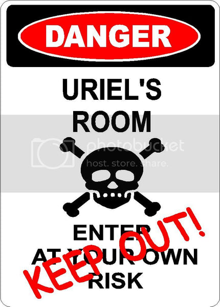 URIEL Danger enter at own risk KEEP OUT room  9" x 12" Aluminum novelty parking sign wall décor art  for indoor or outdoor use.