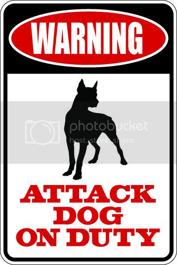 9"x12" Aluminum  attack dog on duty funny  parking sign for indoors or outdoors