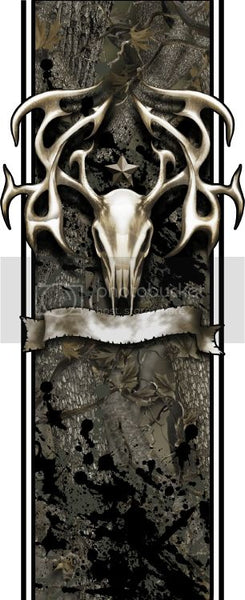 Truck bed  side tribal buck skull design #2 bed band high resolution vinyl graphic stripe decal kit universal fit.